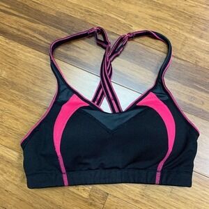 Moving Comfort Sports‎ Bra 300481 Womens XS Black Pink Impact Support Cross Back